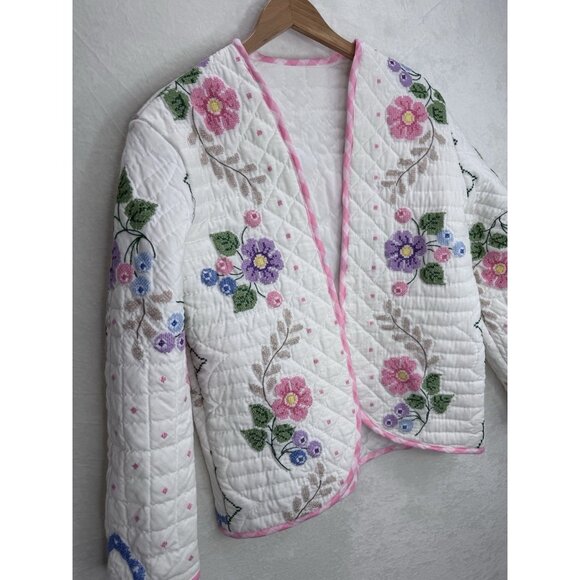 Handmade Crossstitch Upcycled Mentorsilly Jacket Size Large - Picture 7 of 12